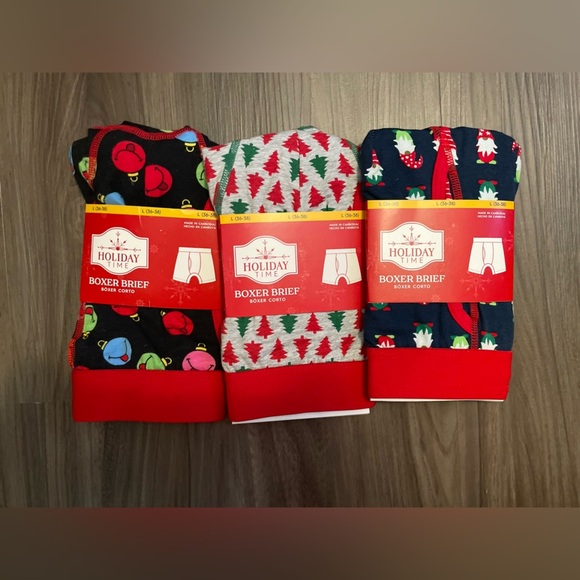 Holiday Time Men's Boxer Briefs - Festive Multi-Color bundle of 3 size L - Picture 1 of 3